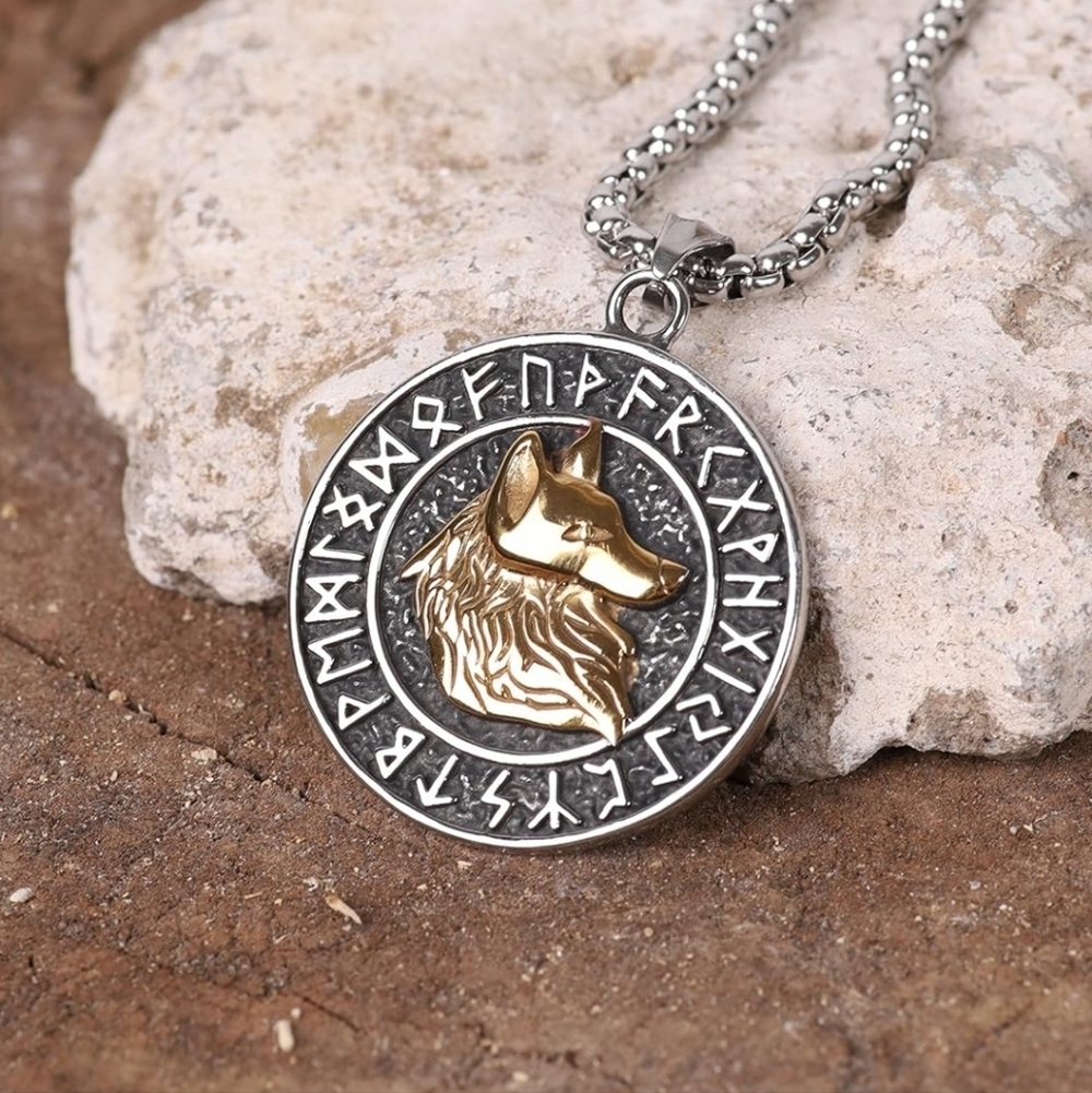 Viking Wolf Pendant Necklace